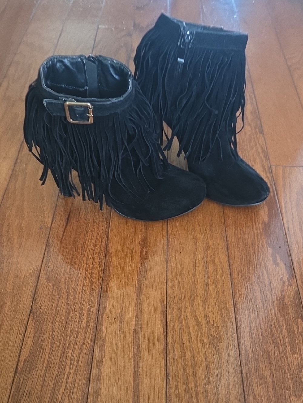 Black Fringe Ankle Boots - Women's Fashion Heeled Booties